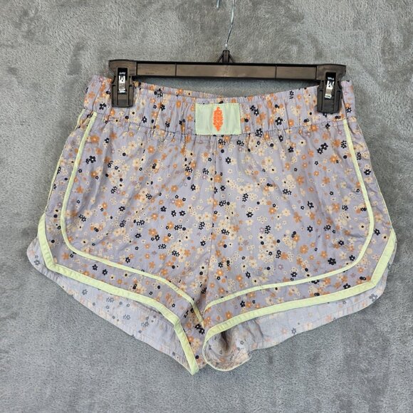 FP Movement Running Shorts Womens Small Purple Floral Lined Split Hem Dolphin - Picture 1 of 11